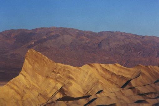 2002-02-25 1 Sunrise on Manly Beacon, Zabriskie Point, Death Valley, California